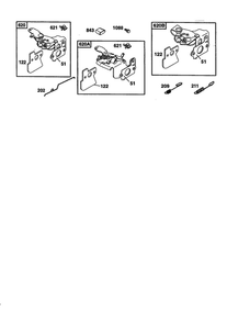 Control Bracket Diagram and Parts List for 121600  Briggs and Stratton Engine